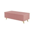 thumbnail image 5 of Storage Ottoman Bench, Modern Corduroy End of Bed Bench with Flip Top Lid and Golden Metal Legs, Comfy Upholstered Entryway Bench with Safety Hinge for Bedroom Living Room, Pink, 5 of 7