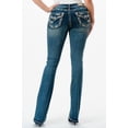 thumbnail image 3 of Grace in LA Women's Faux Button Flap Pockets Embroidered Stretch Bootcut Jeans (25, Blue), 3 of 3