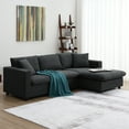 thumbnail image 2 of Euroco 100" Modern L-shaped Sofa 4-seat Sectional Sofa with 2 Pillows, Convertible Ottoman for Living Room, Apartment, Office, Black, 2 of 8