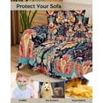 thumbnail image 4 of Vintage Flowers Sofa Couch Covers for 3 Cushion Couch, Washable L Shape Sectional Sofa Covers for Loverseat/Pets/Kids, Ethnic Boho Floral Botanical Black Slipcover Blanket Futon Cover 71''x134'', 4 of 8