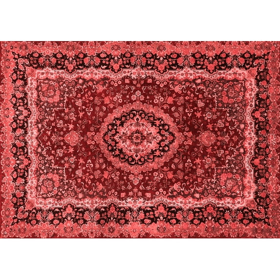 Ahgly Company Indoor Rectangle Medallion Red Traditional Area Rugs, 6' x 9'