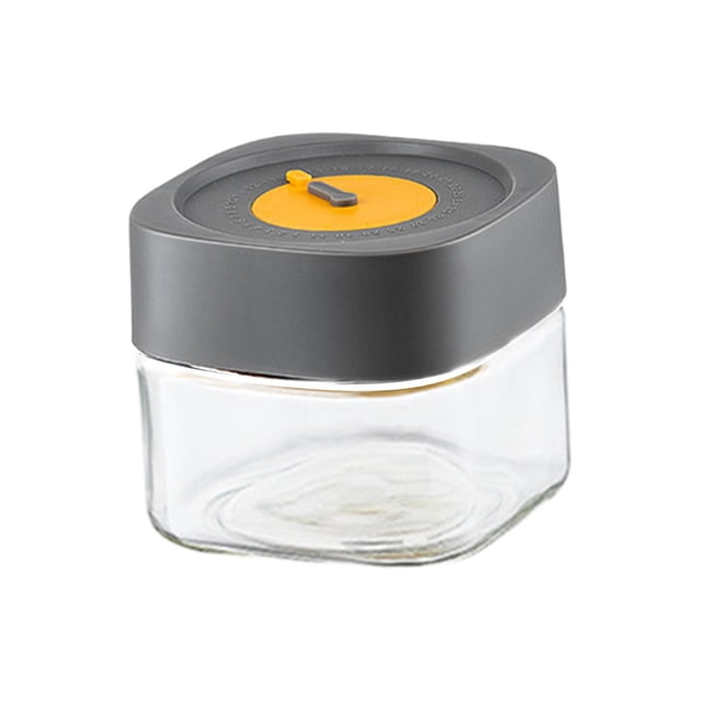Frasco hermético para alimentos, a prueba de polvo, reutilizable, con tapa, de vidrio para caramelos, nueces y azúcar. gris 500ml