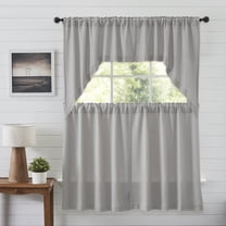 VHC Brands Burlap Dove Grey 4 PC Curtain Set (2 Swag 36x16 and 2 Tier 36x36)