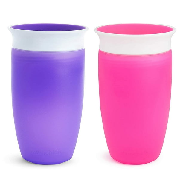 Munchkin Miracle 360 Taza para sorber, rosa/púrpura, 10 oz, 2 cuentas