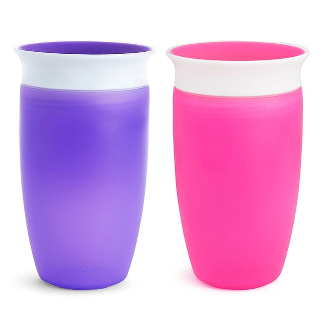 Munchkin Miracle 360 Taza para sorber, rosa/púrpura, 10 oz, 2 cuentas