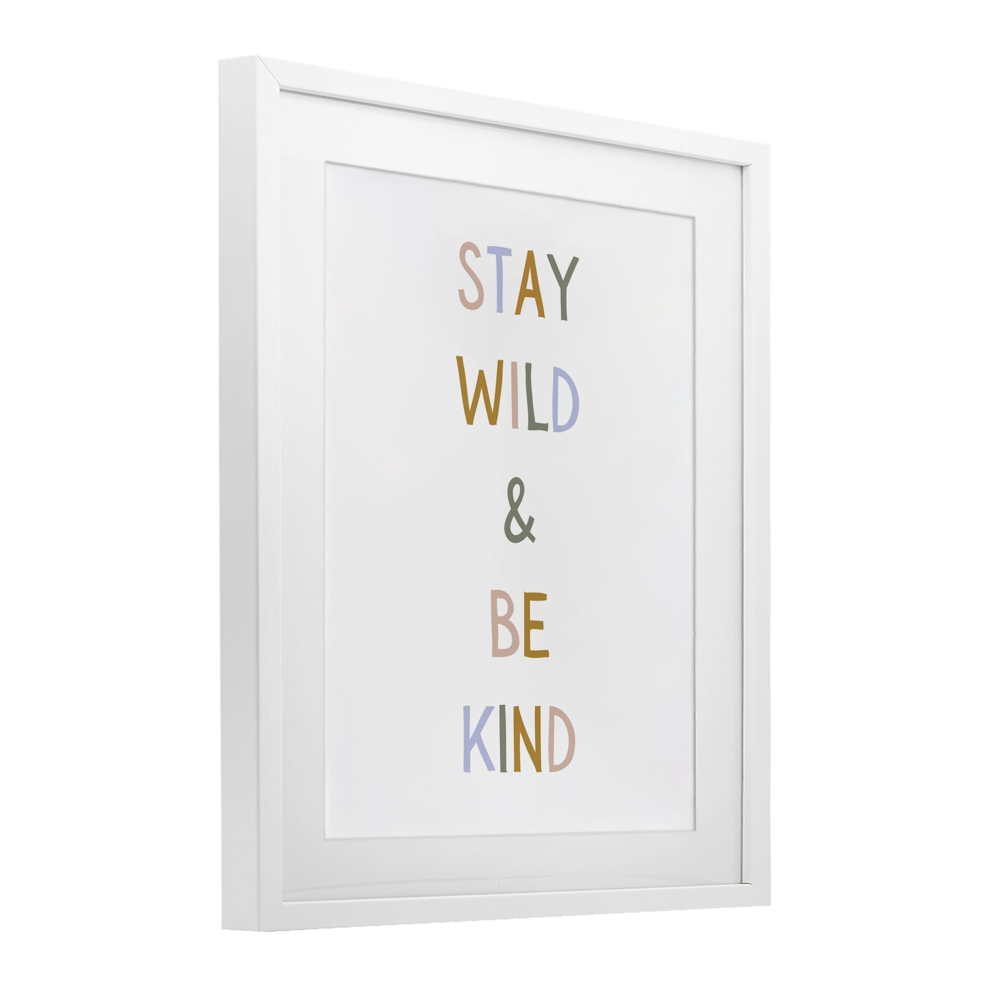 Stupell Industries Stay Wild Be Kind White Framed Print Under Glass, design by Katie Griggs