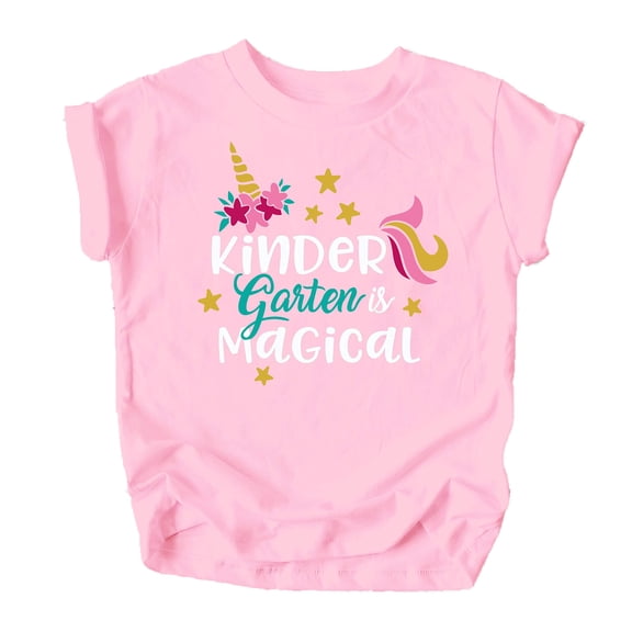 Kindergarten Magical Shirts for Toddler Girls First Day Back to School Outfit Pink Shirt