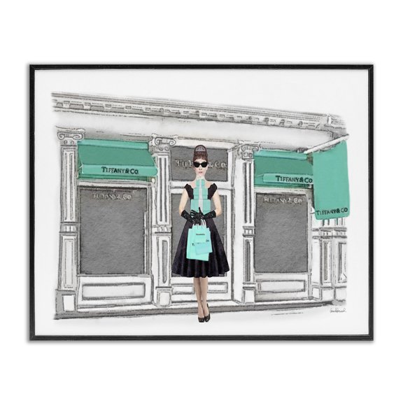 Stupell Industries Glam Glam Building Woman Shopper Black Framed Giclee Art, 20 x 16, by Amanda Greenwood