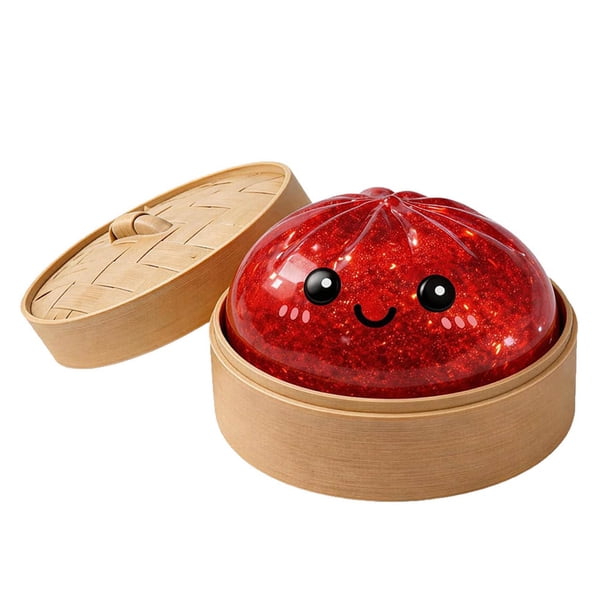 CaiYueKe Dumpling Squeeze Toy, Flashing Sensory Ball for Stress Relief, Colorful Basket Filler, Cute Kawaii Style Squishy Toy, Chinese Steamed Bun Toy, Anxiety Relief Fidget Toy