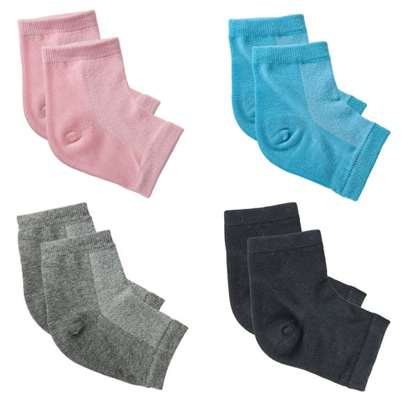 Cracked Heel Repair Socks - 4 Pairs Moisturizing Heel Socks for Dry Cracked Feet, Gel Socks for Cracked Feet Heel Treatment, Spa Moisture Cracked Heel Socks for Dry Heels Overnight (Regular)