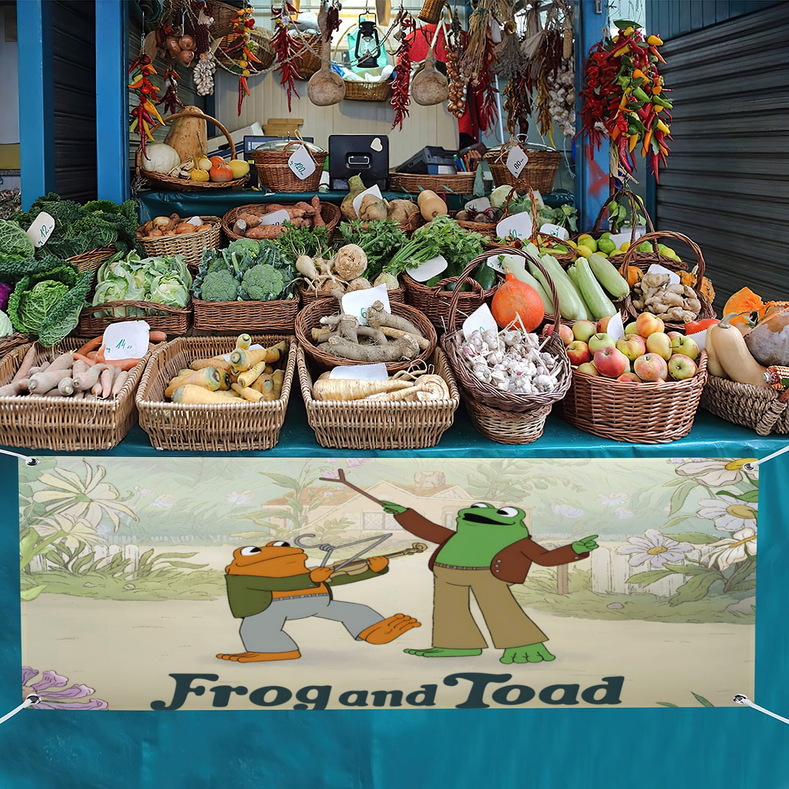 Frog and Toad-Theme Backdrops Banner Birthday Party Decor Supplies Personalized Party Backdrop Decoration,5x3ft（150x90cm）