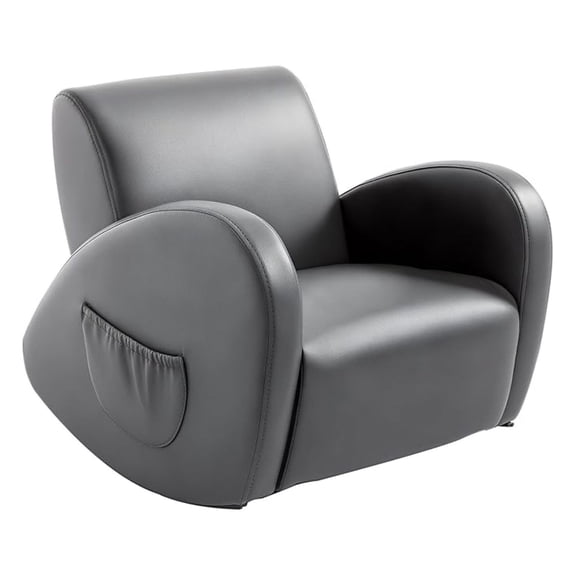 Kids Sofa Rocking Chair with Side Pocket, PU Leather Toddler Armchair for Children Grey