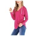 thumbnail image 2 of gakvbuo Fall Tunic Tops For Womens Long Sleeve Tops Loose Fitting Casual Drawstring V-Neck Hooded Pullover Sweatshirts, 2 of 6