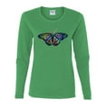 thumbnail image 2 of Colorful Rainbow Patterned Butterfly Animal Lover Womens Graphic Long Sleeve T-Shirt, Kelly, Large, 2 of 3