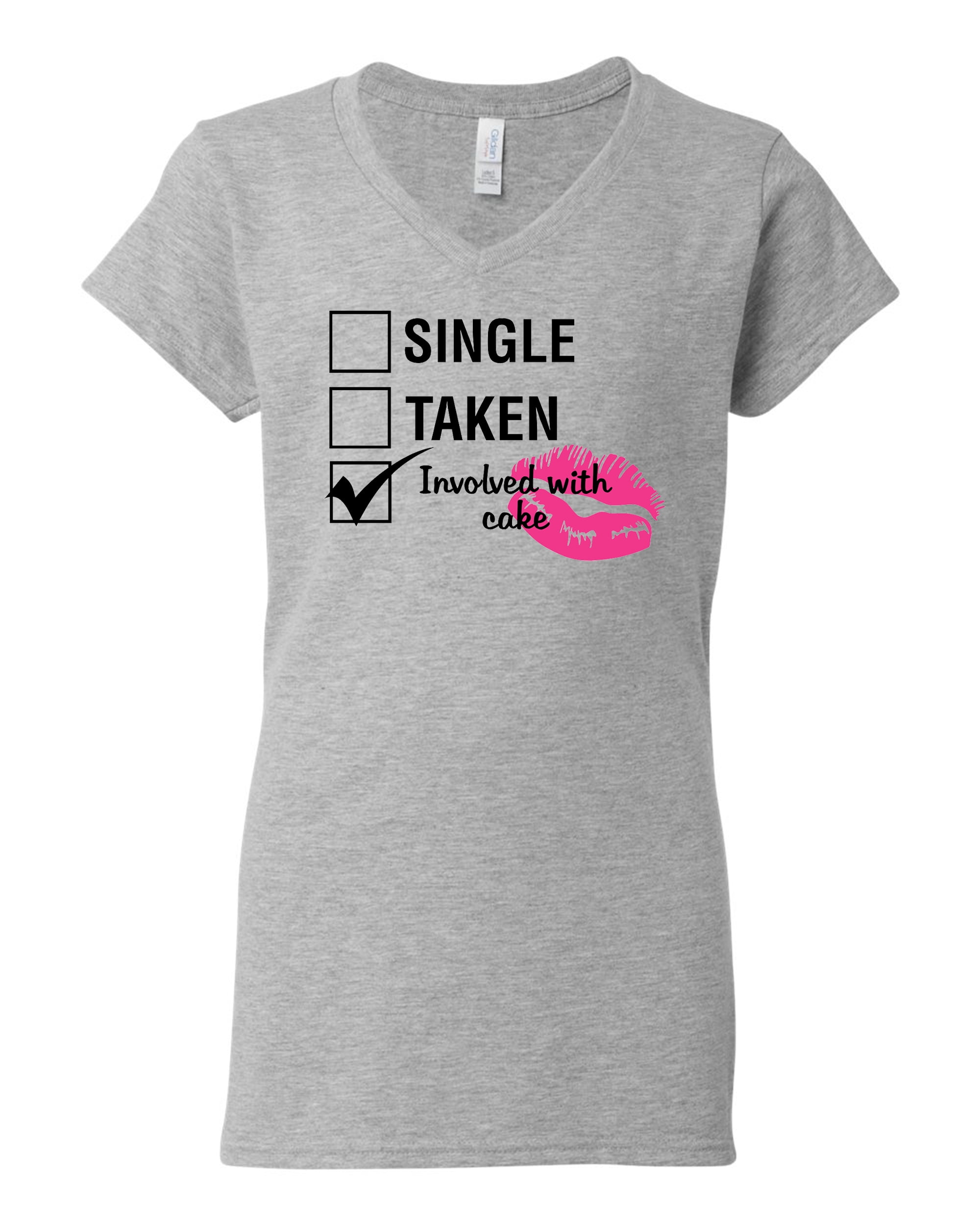 Involved with Cake Valentine's Day Women's Vee Neck Shirt Sports Grey - Picture 7 of 12