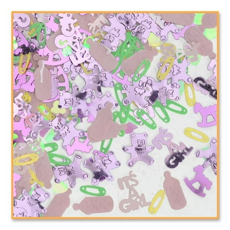Beistle Pack of 6 Multicolor "It's A Girl" Baby Shower Confetti Bags 0.5 oz.