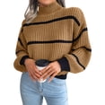 thumbnail image 1 of Striped Knitwear, Long Sleeve Easy To Match Acrylic Fibers Cropped Casual Striped Knitting Pullover For Women For Home Out ANGGREK Otros, 1 of 6