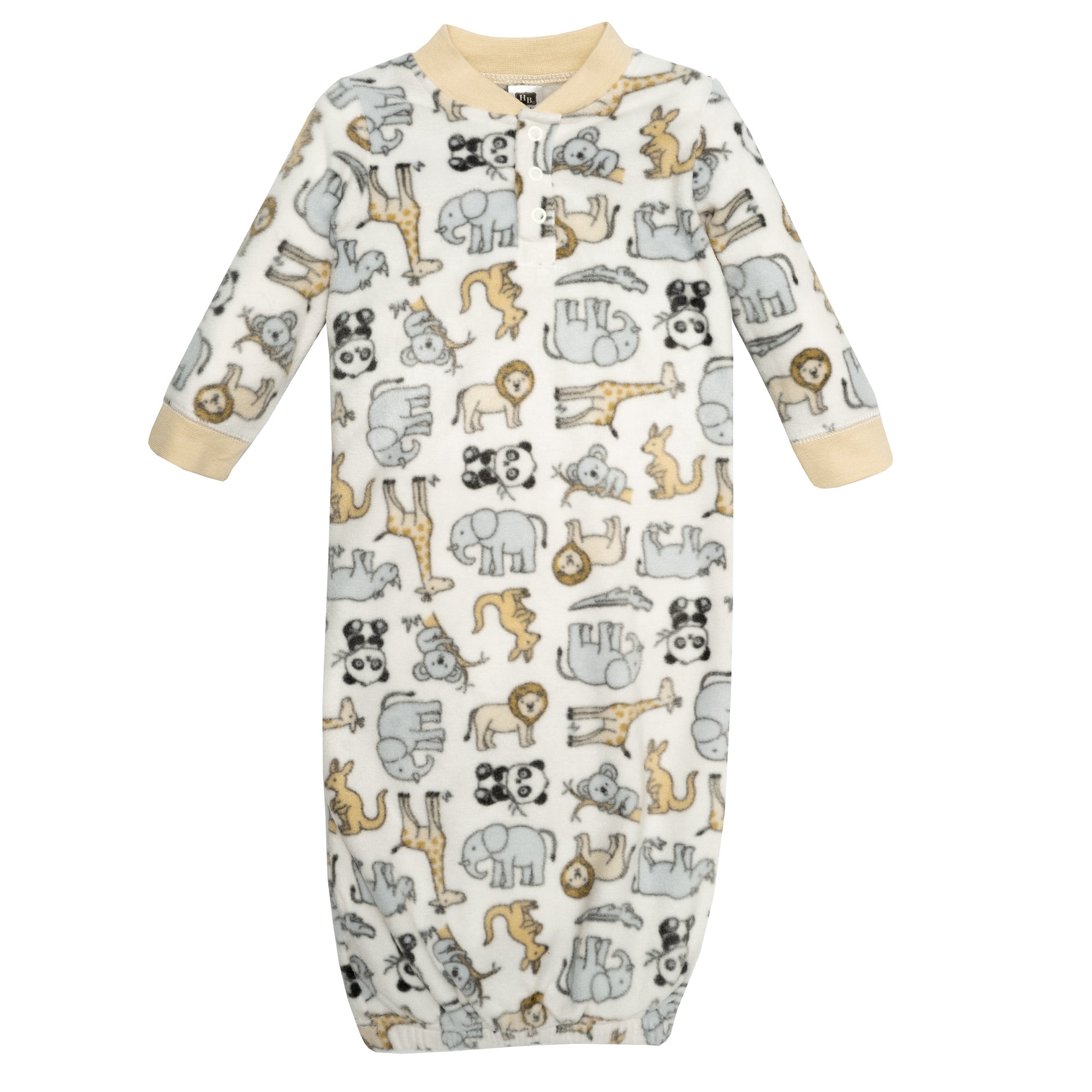 Hudson Baby Fleece Gowns, Kangaroo Neutral, 0-6 Months