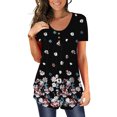 thumbnail image 2 of Moda Mujer Causal Rounk Cuello Impresión Blusa Manga Corta Camiseta Verano Tops Fridja bn5454, 2 of 7