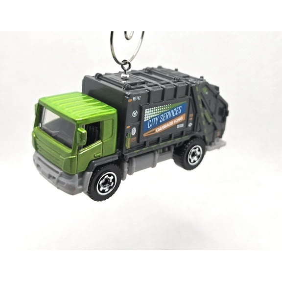 Trash Garbage Truck Green Gray Christmas Ornament