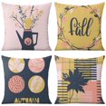 thumbnail image 1 of Hello Fall Black Pink Pillow Covers Set Of 4, Linen Holiday Pillow Covers Linen Study Sofa Cushion Cover, 1 of 5