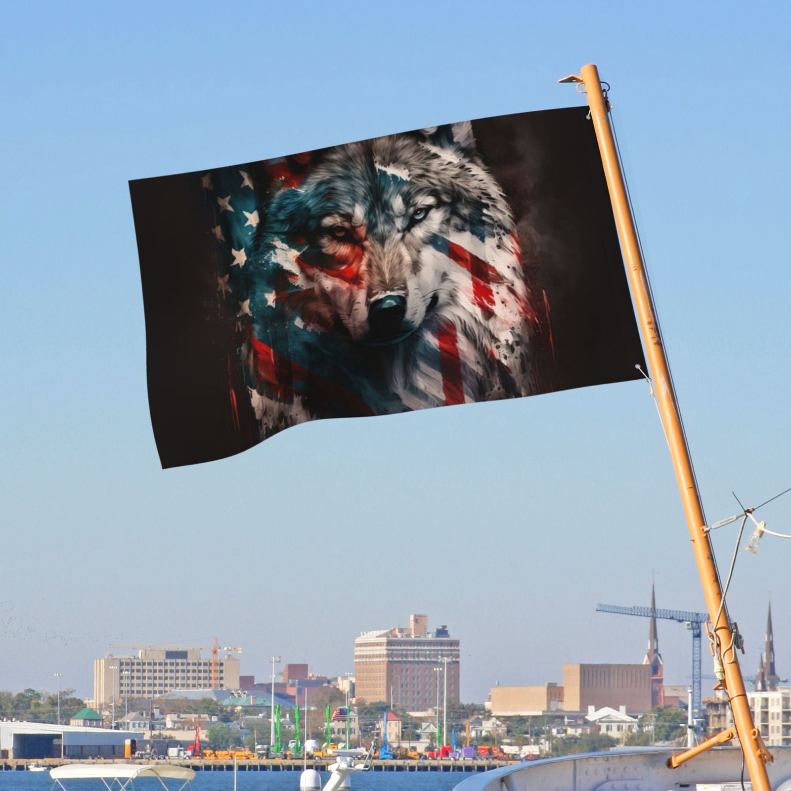 American Wolf USA Flag Double Sided Flag 3x5FT Reversible Garden Flag Outdoor Decor for House, Porch, Lawn, Yard, Indoor Wall, Party Decoration