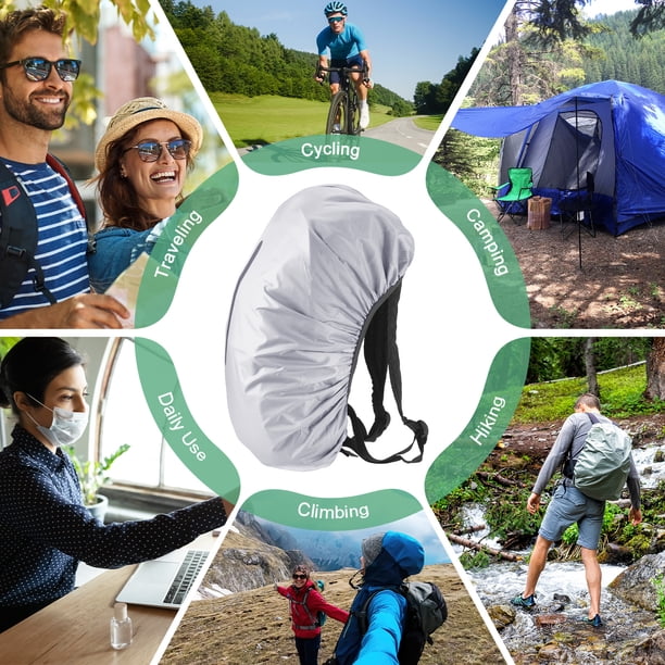 Housse De Pluie Imperméable Pour Sac à Dos – 40-50 L, Réfléchissante, Anti-poussière, Pour Rando, Vélo, Camping