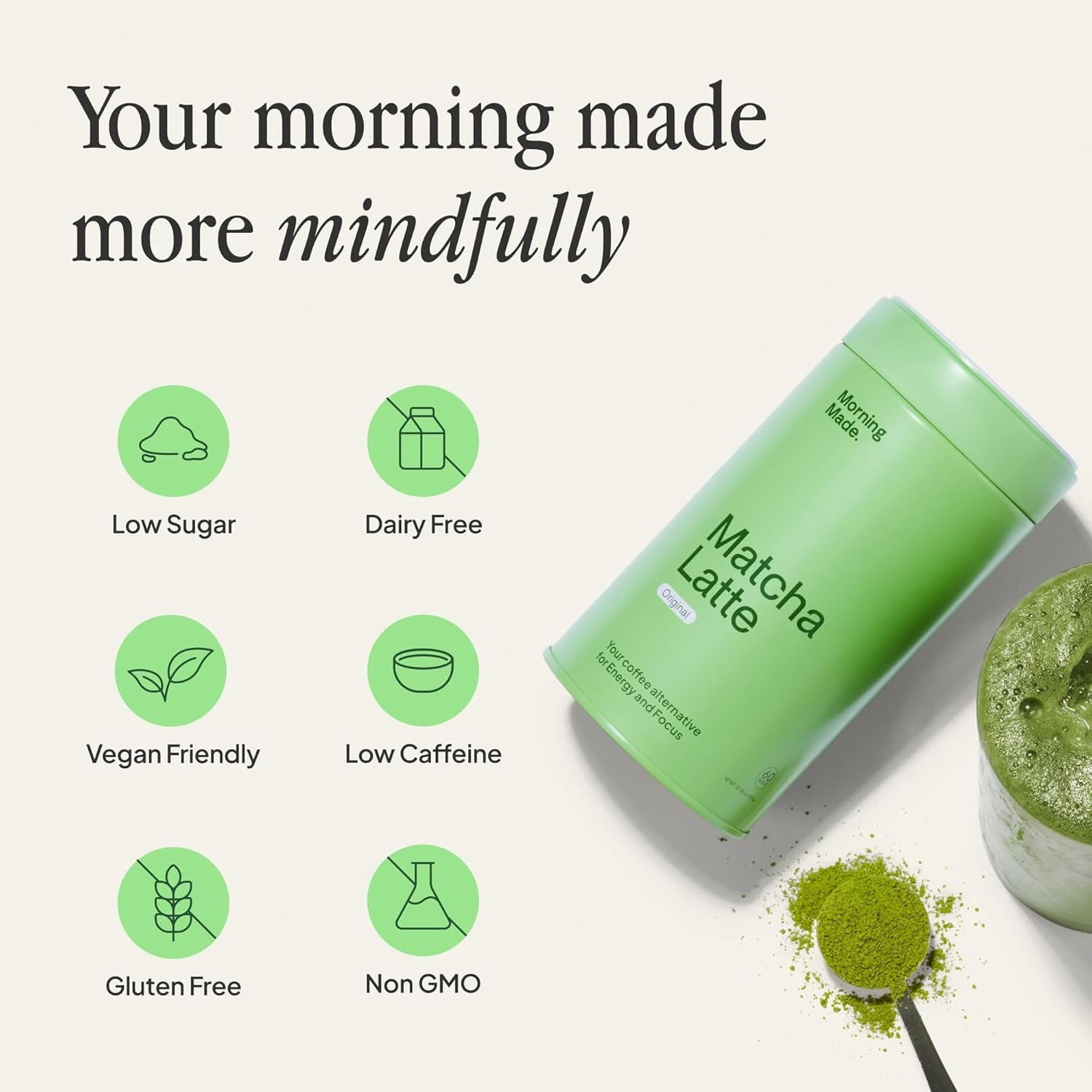 Morning Made Original Ceremonial Grade Matcha Powder | 10.6oz (300g) Resealable Tin