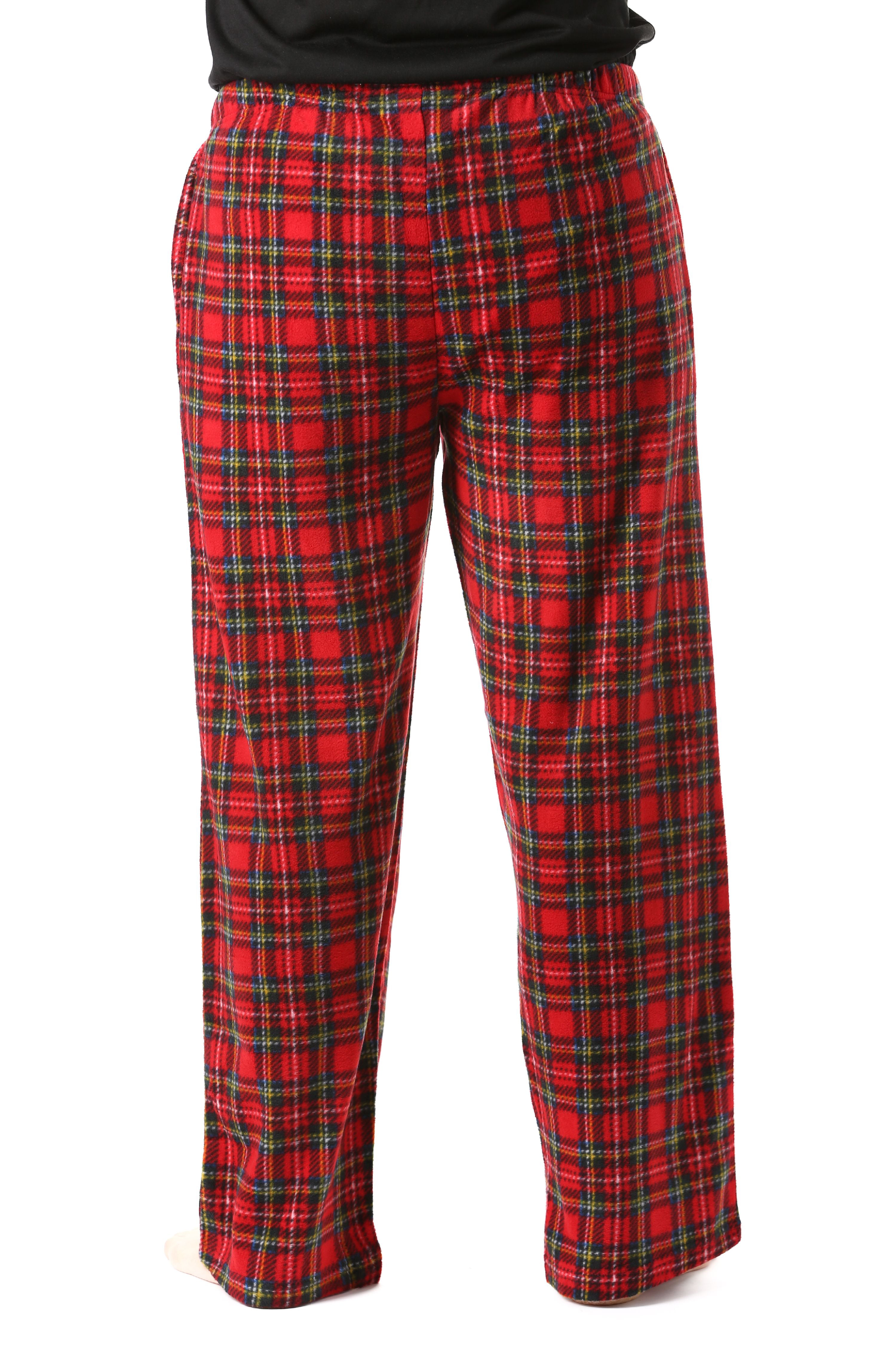 #followme Microfleece Men's Buffalo Plaid Pajama Pants with Pockets (Grey Buffalo  Plaid, Small) 