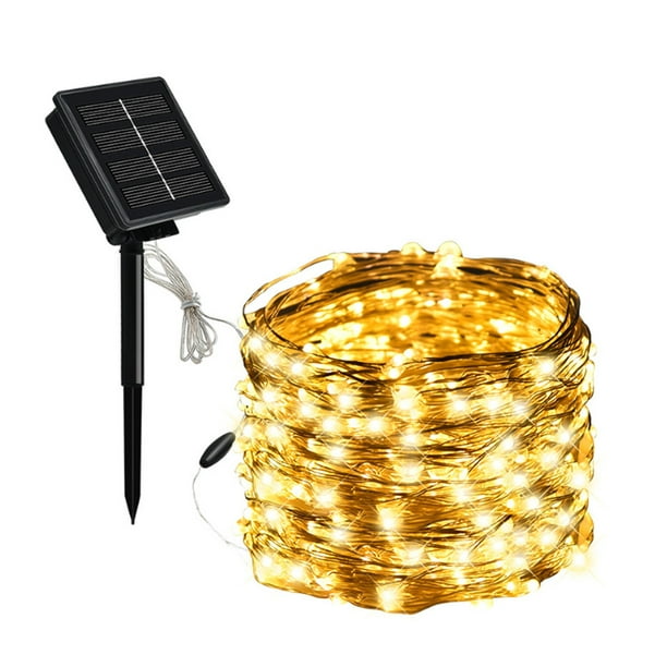 Worallymy Navidad luces solares de cadena alambre de cobre impermeable 100/200LED exterior jardín fiesta patio decoración 10m colorido Worallymy JD735806836