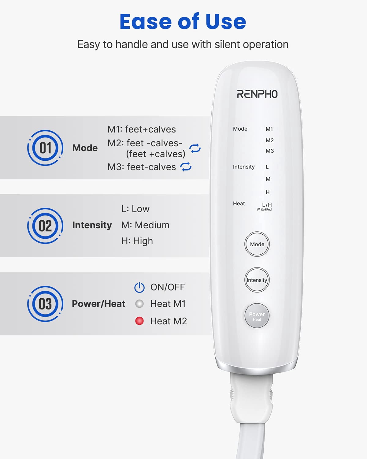 RENPHO Foot and Leg Massager with 2 Heat and Air Compression for Circulate, FSA and HSA Eligible 3 Modes 3 Intensities, Gift for Women Men