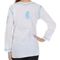 thumbnail image 2 of Sakkas Paisley Embroidered Cotton Long Sleeve Blouse - White / Turquoise - XL, 2 of 4