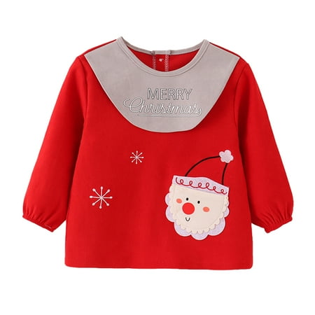 

1pc Christmas Theme Baby Feeding Bib Waterproof Baby Apron Long Sleeve Smock