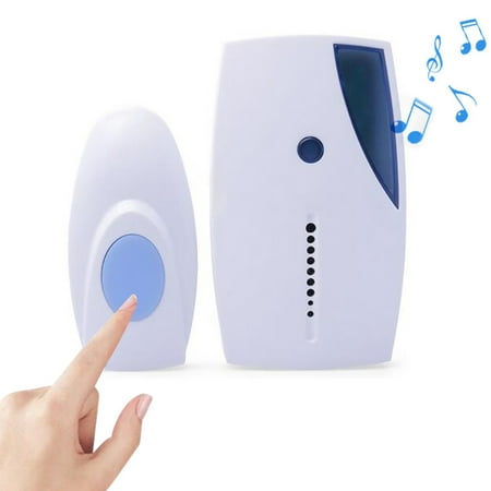 Plastic Wireless Doorbell Household Cordless Door Bell Electric Music Induction Doorbells with Wireless Doorbell Button, White (no