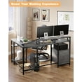 thumbnail image 3 of 67" L Shaped Computer Desk with Power Outlets,Reversible Corner Gaming Desk with 2 Monitor Stands, Adjustable Storage Shelf,MuItipIe FiIe Drawers,Home Office Desks Writing Study Table Workstation, 3 of 8