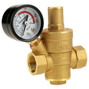 Greensen Water Pressure Regulator, Brass Pressure Regulator,DN15 Brass Adjustable Water Pressure Regulator Reducer With Gauge Meter