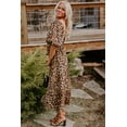 thumbnail image 3 of Brown Leopard Print Bubble Sleeve Square Neck Maxi Dress for Women - [ZhiHiMeRi] | (US 12-14)L, 3 of 12