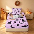 thumbnail image 5 of Homewish Halloween Cat Bat Twin Sheets for Girls, Spooky Animal Pumpkin Bedding, Pink Black, 3 Pieces (1 Flat Sheet, 1 Fitted Sheet and 1 Pillowcase), 5 of 6