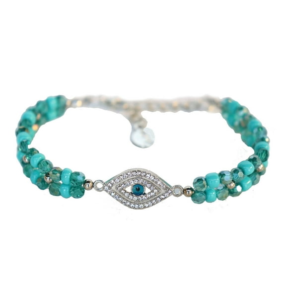 Bracelet with Turquoise Beads and Anti Evil Eye Charm