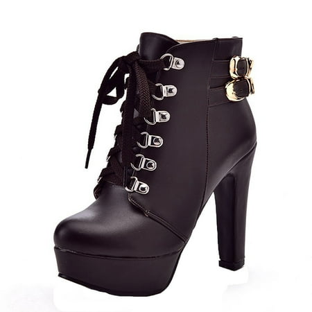 

EQWLJWE 2022 Booties for Women s Fashion Square Heel Shoes Waterproof Platform High Heel Booties Deals Discount Clearance