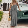 thumbnail image 2 of longantii Casual Dresses for Women Sleeveless Backless Cami Dress Spaghetti Strap Flowy Beach Summer Loose Vacation Maxi Sundress Gray XXXXXL, 2 of 9