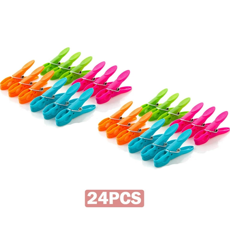 24Pack Plastic Clothes Pins Heavy Duty Outdoor for Hanging Clothes Colored  Clothespins Clips with Clothes Drying
