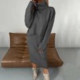 thumbnail image 2 of Jinhomg Trendy Knit Sets for Women 2 Piece Casual Cotton Sweater Outfits Fall Long Sleeve Turtleneck Tops with Maxi Bodycon Dress Gray L, 2 of 10