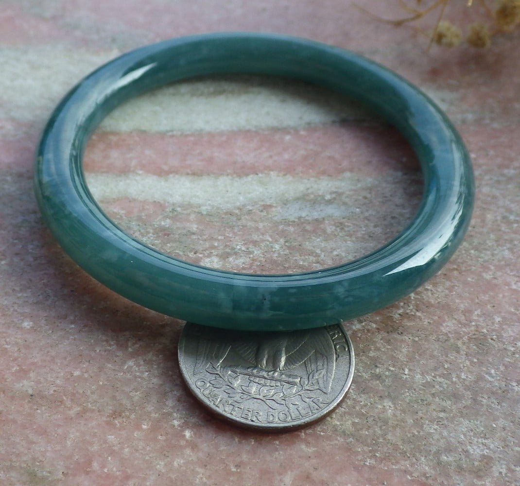 Icy Green Natural A JADE Jadeite Circle Bangle Bracelet 54 mm 682116 TN