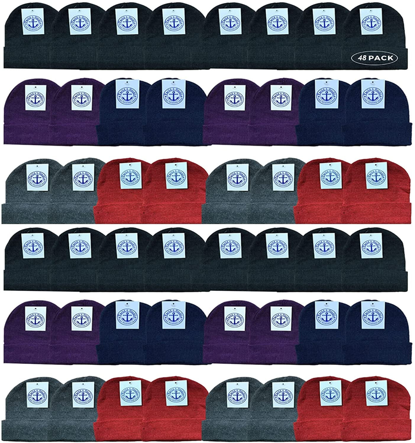 60 Pack of Yacht & Smith Wholesale Beanies, Bulk Thermal Winter Hat for Kids