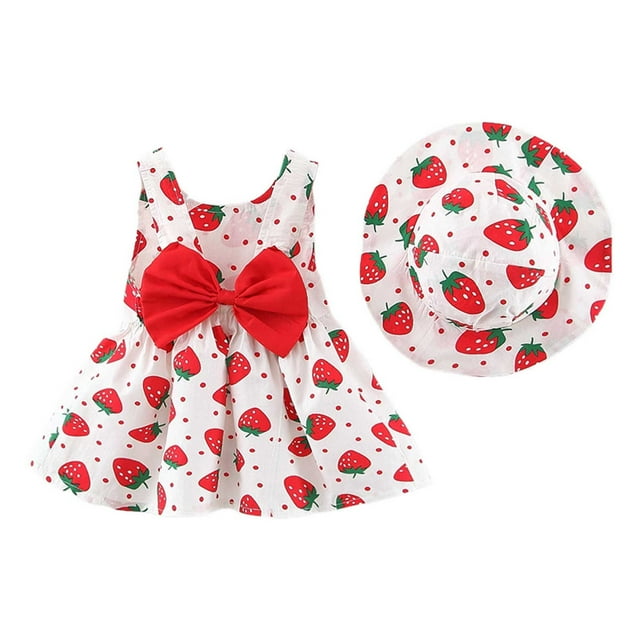 Robe pour Bébé Fille Sans Manches, Robes Tutu, Robes d'Été pour Filles avec Chapeaux, Deux Pièces, Robe de Fête pour Bébé Fille 3-12 Mois