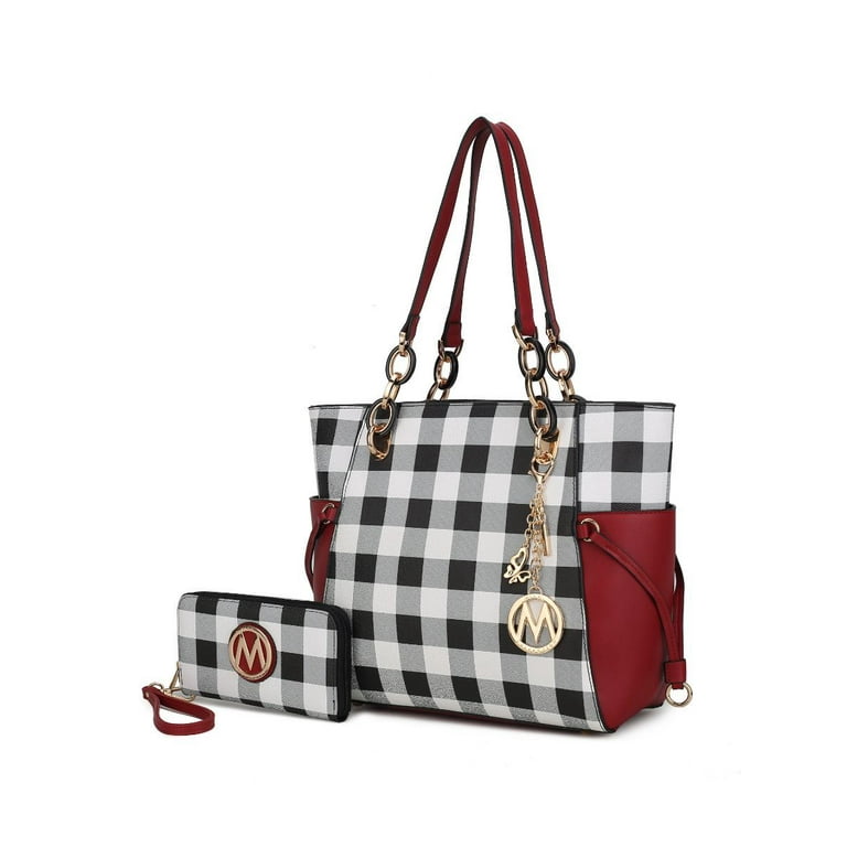 MKF Collection Yale Checkered Tote Bag with Wallet by Mia K