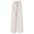 thumbnail image 6 of vigerkar Womens Wide Leg Palazzo Pants Belted High Waisted Business Casual Flowy Long Trousers with Pockets Beige, L, 6 of 9