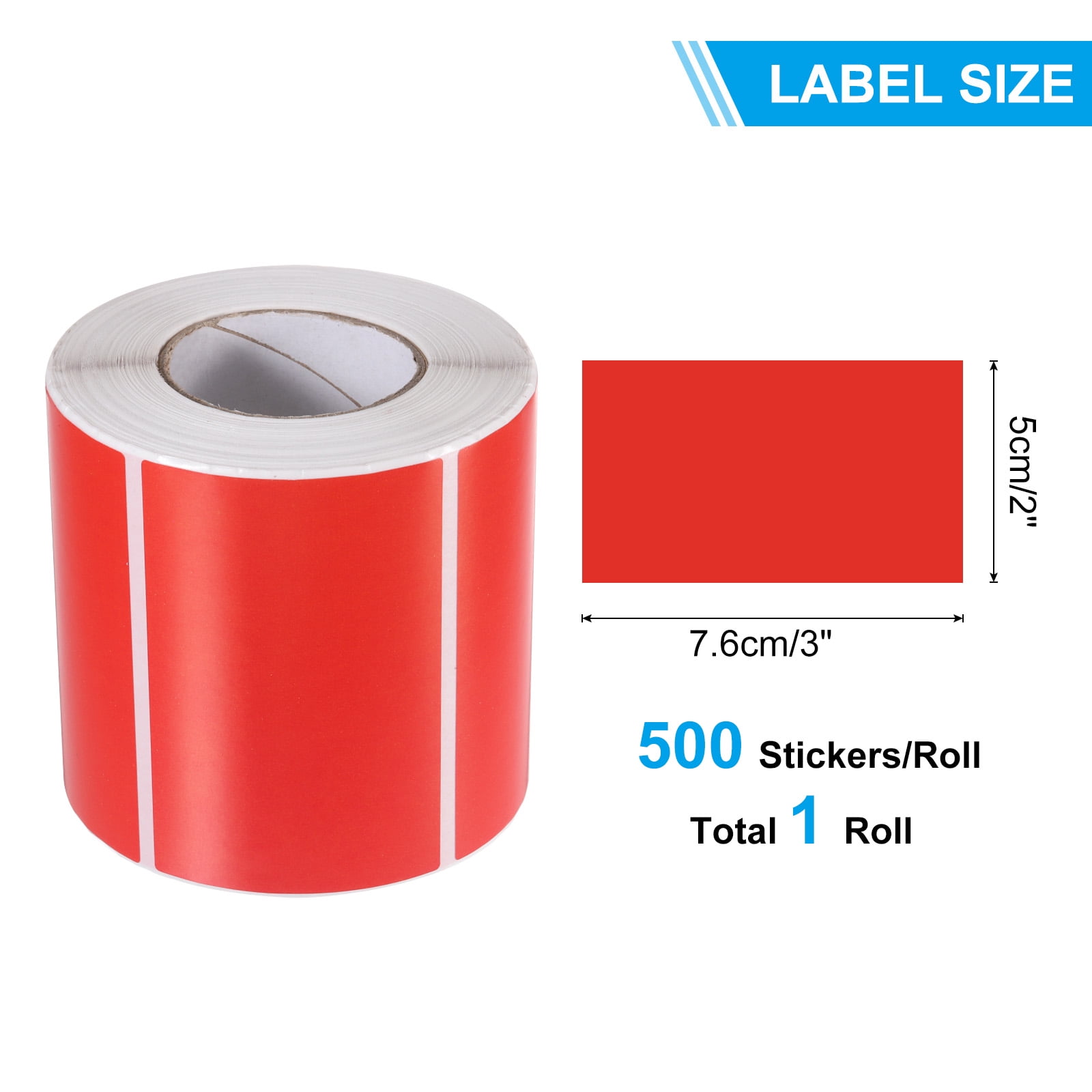 Uxcell Rectangular Color Coding Labels, 500 Pcs 3 x 2 Inch Rectangle Labels Sticker Self-Adhesive Name Tags, Red