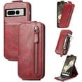 thumbnail image 2 of Zipper Wallet Case for Google Pixel 7 Pro with Card Holder Slot, PU Leather Adjustable Kickstand Flip Handbag Phone Cover for Google Pixel 7 Pro SDLL Red, 2 of 7